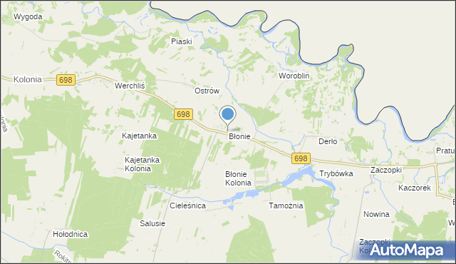 mapa Błonie, Błonie gmina Janów Podlaski na mapie Targeo